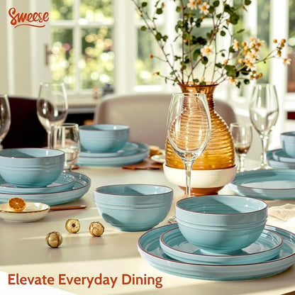 Sweese Plates and Bowls Sets, Porcelain Dinnerware Sets - Image 8