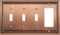 Henne Bery Sunken Pearls Heavy Duty Decorative Wall Plate Switch Plate Outlet Cover (Triple Toggle/Single Decorator, Antique Copper)