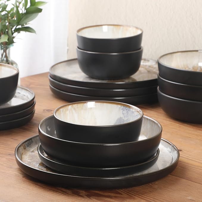 Gibson Elite Chantilly Hill 16-Piece Ceramic Dinnerware Set, Round Plates & - Image 5