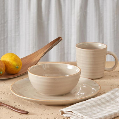 Bico Light Beige 24oz Stoneware Cereal Bowls Set, Microwave and Dishwasher Safe - Image 5