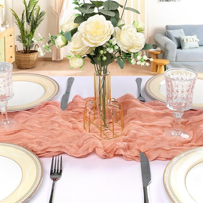 6 Pack 10Ft Peach Cheesecloth Table Runner 23 x 120 Inch | Gauze Rustic Boho - Image 4