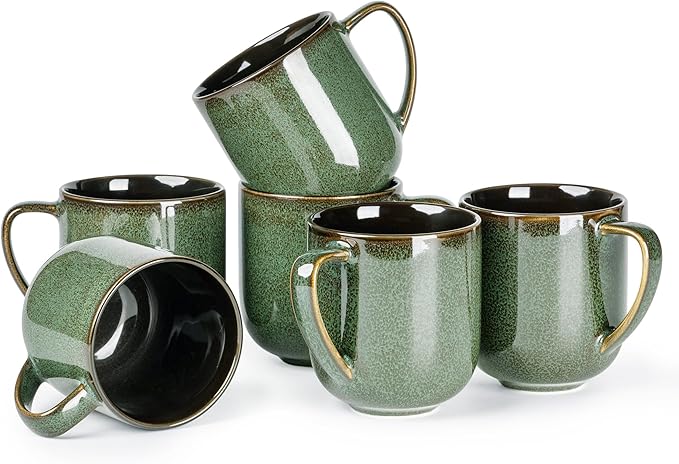 LERATIO Ceramic Coffee Mugs Set of 6, 12oz Handmade Coffee Mugs Set | Large by LeRatio