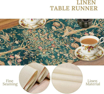 William Morris Floral Table Runner, Vintage Flowers Botanical Printed Table - Image 5