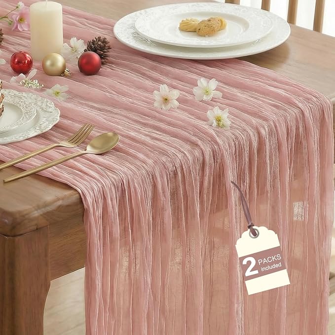 IVAPUPU Dusty Pink Table Runner 120 Inches by IVAPUPU