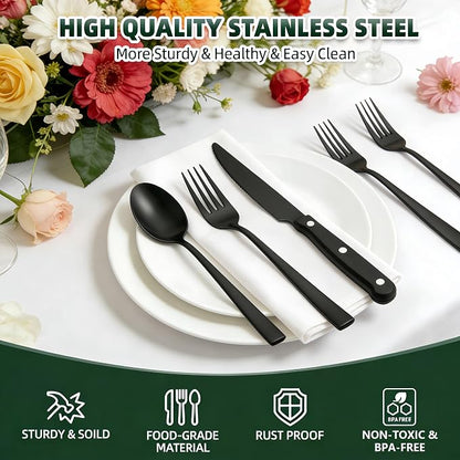 72-Piece Black Silverware Set - Image 2