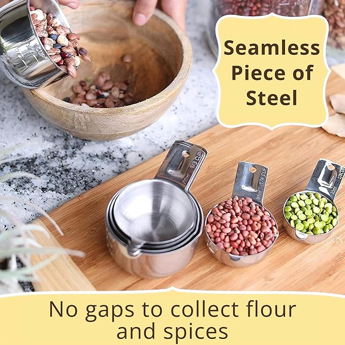 Simply Gourmet Measuring Cups Set of 7, 304 Premium Stainless Steel, Kitchen - Image 6
