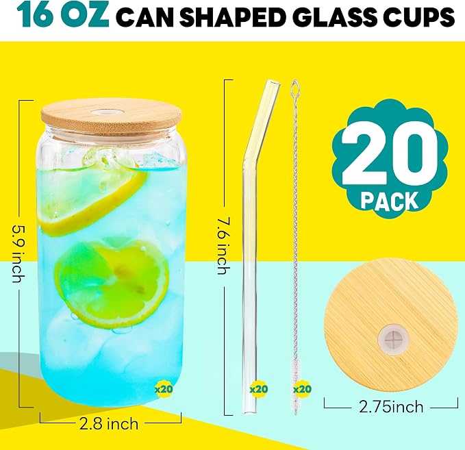 Joyclub 20pcs 16Oz Glass Cups - Image 2