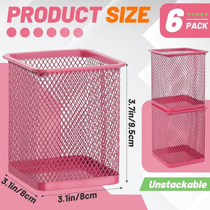 Segarty Pen Cup, 6 Pack Square Dark Pink Pen Holder - Image 2
