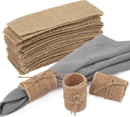 100pcs Burlap Napkin Rings by COMFORING