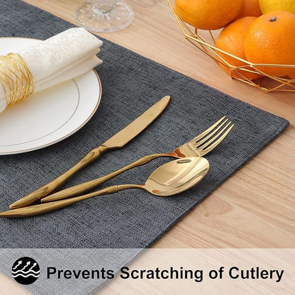homing Cotton Linen Placemats Set of 4, Cloth Washable Farmhouse Dining Table Mats for Indoors & Outdoors, Easy to Clean, Charcoal, 13 x 19 Inch