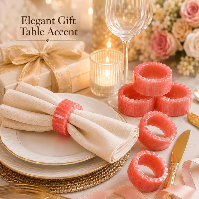 Pink Resin Napkin Rings, smooth moisture-resistant finish, 2.25x2.25x1 in. - Image 4