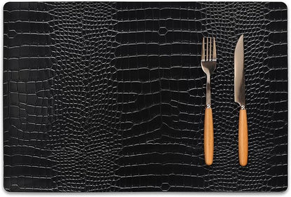 Set of 4 Faux Leather Placemats, PU Table Mats, Waterproof, Stain Resistant, Heat Resistant, Easy to Clean for Kitchen Dining Table,Conference Table