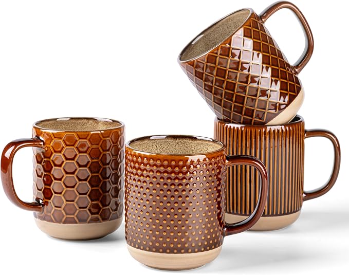 GBhome Coffee Mugs Set of 4, 12 oz Coffee Cups by GBhome