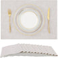 homing Cotton Linen Placemats Set of 12, Cloth Washable Farmhouse Dining Table Mats for Indoors & Outdoors, Easy to Clean, Neutral Beige, 13 x 19 Inch
