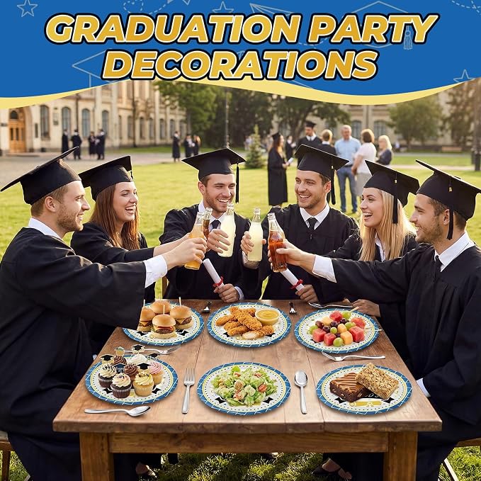 2026 Graduation Plates 7 Inch 40Pcs Blue Paper Plates Disposable, Class of 2026 - Image 7