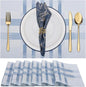 Winknowl Placemats Set of 6, Heat Resistant Stain Resistant Woven Vinyl Insulation Place mats, Durable Washable Elegant Table Mats for Kitchen Dining Table Decor (Geometric Blue)