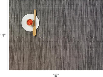 Chilewich Bamboo Placemats Set of 4 - Woven Rectangle Placemats - Reusable, Stain-Resistant, Indoor/Outdoor Tabletop Protection - 19" x 14" - Grey Flannel
