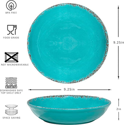 Farmhouse Melamine Pasta Bowls Set of 6, 42 OZ Shallow Individual Bowl - Image 6
