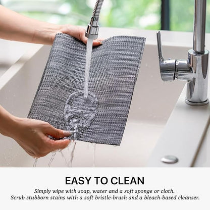 LEXMORE Placemats Set of 8 Vinyl/Plastic Woven Place Mats for Kitchen Table Indoor/Outdoor Washable Placemat Wipeable Dining Table Mats(Dark Gray)