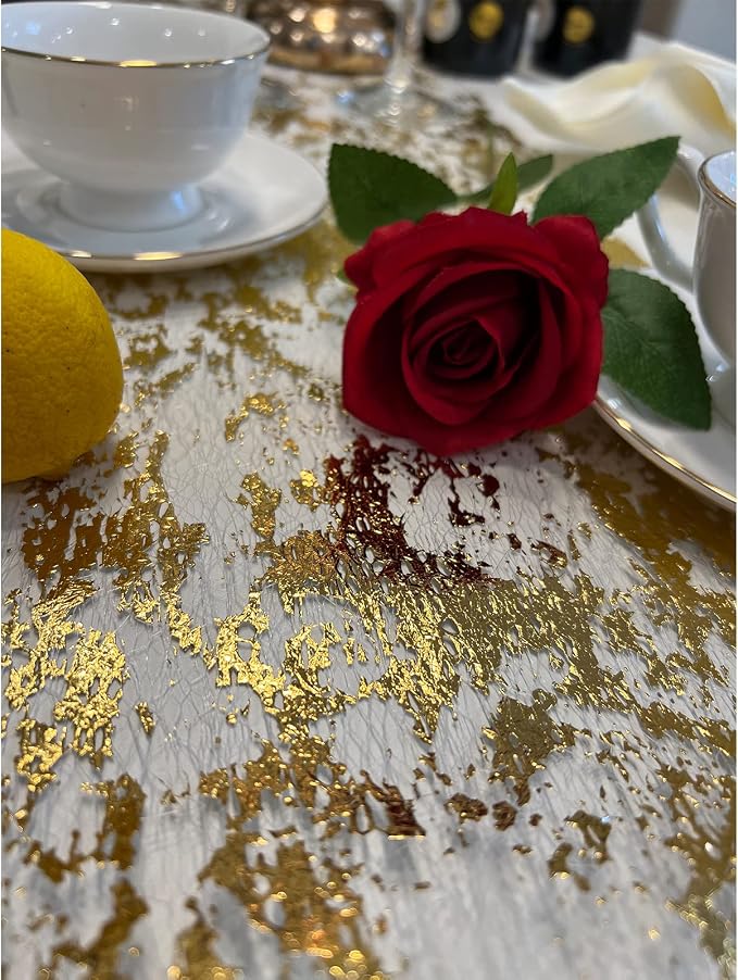 Glitter Metallic Gold Table Runner 11x108 Inch, Mesh Thin Sparkle Table Runner - Image 5