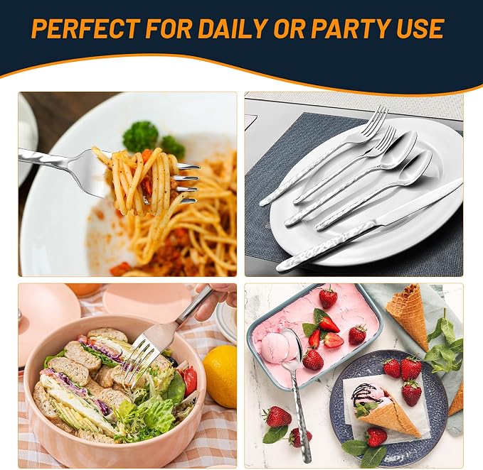 NICE KITCHEN Silverware Set, 40 Piece Heavy Duty Silverware Cutlery Sets | - Image 6