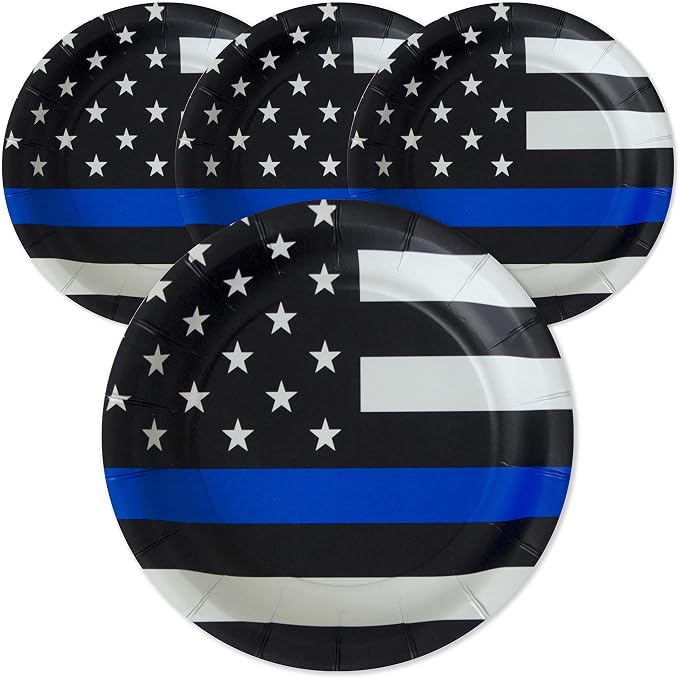 Havercamp Thin Blue Line Plates-24 Pack-7 Inch-Police Party Plates | Set of 24 by Havercamp