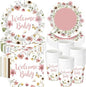 Pickmesh 250 Pcs Pink Floral Baby Shower Party Supplies Decorations Serve 50 by Pickmesh