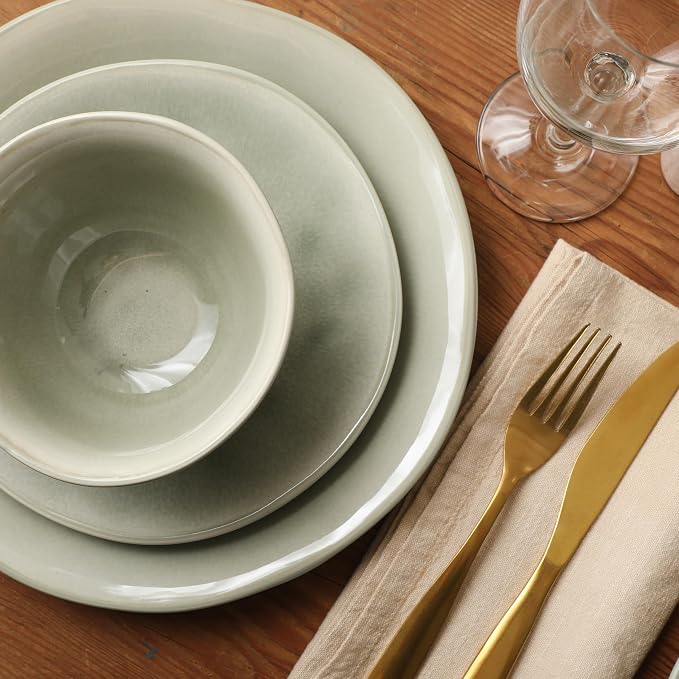 Gibson Elite Port Barton Plates and Bowls Sets, 12-Piece Stoneware Dinnerware - Image 7
