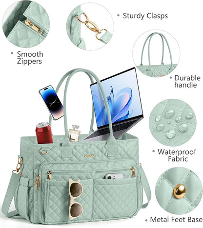 Bagstellar Teacher Tote Bag for Women, 15.6" Laptop Work Tote Computer Bag | - Image 7