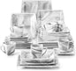 MALACASA Dinnerware Sets, 30 Piece Porcelain Plates and Bowls Sets for 6, Square Dish Set with Dinner Plates Set, Cup and Saucer, Modern Dishware Dishes Microwave Safe, Marble Grey, Series Blance