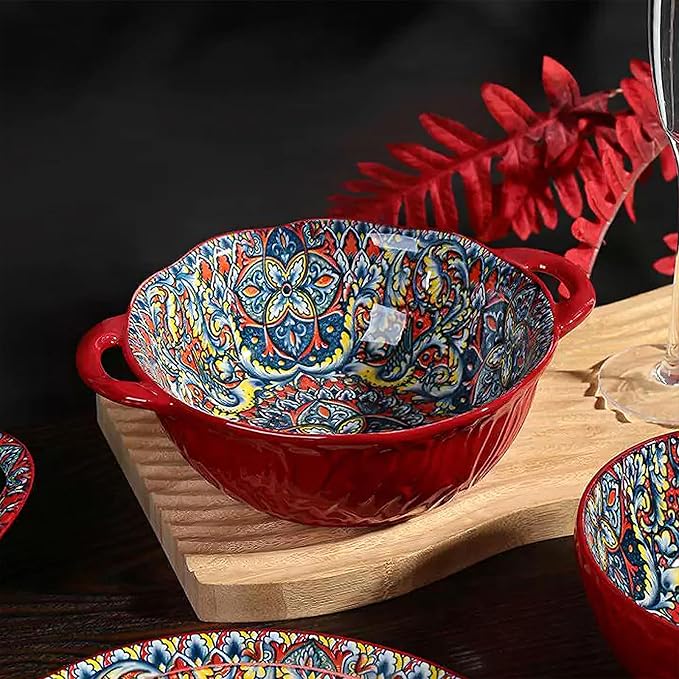 XKXKKE 5 Pack Boho Ceramic Serving Bowls - Image 4