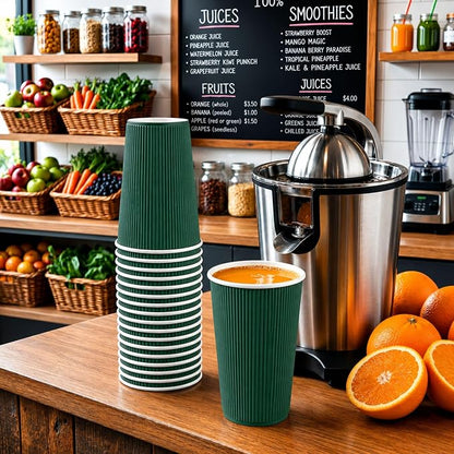 Restaurantware Ripple Wall Coffee Cups 500 Count 16 Ounce Insulated Forest - Image 4