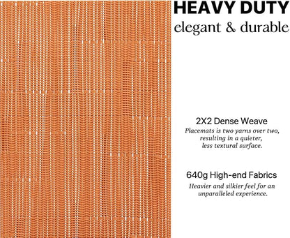 LEXMORE Placemats Set of 4 Vinyl/Plastic Woven Place Mats for Kitchen Table Indoor/Outdoor Washable Placemat Wipeable Dining Table Mats(Orange)