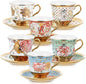 Teenyyou Set of 6 Tea Cups and Saucers Tea Party Decorations Floral Porcelain by Teenyyou
