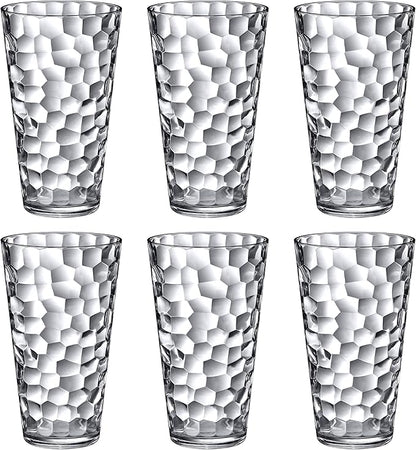 Amazing Abby - Iceberg - 30-Ounce Plastic Tumblers (Set of 6), Iced-Tea Drinking Glasses, All-Clear Reusable Plastic Cups, Stackable, BPA-Free, Shatter-Proof, Dishwasher-Safe