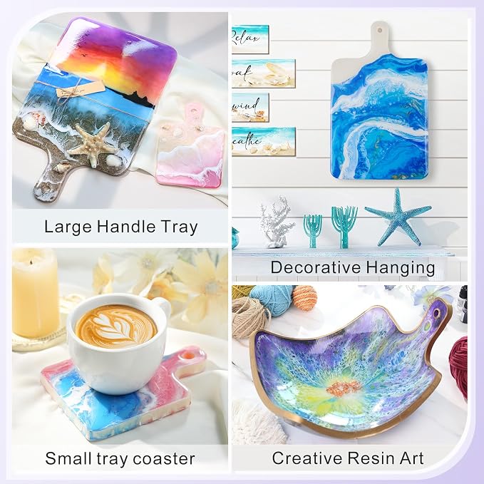 HeyClear 2Pcs Resin Tray Molds, Silicone Epoxy Resin Molds Cutting Board - Image 2