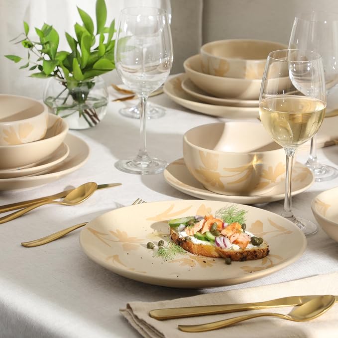Gibson Home Admiral Hall Plates and Bowls Set, 16-Piece Floral Dinnerware Set - Image 6