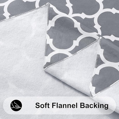 Smiry Oval Table Cloth, Waterproof Vinyl Tablecloths with Flannel Backing for Oval Tables, Wipeable Spillproof Plastic Tablecloth for Dining, Camping, Indoor and Outdoor (60"x84", Grey)