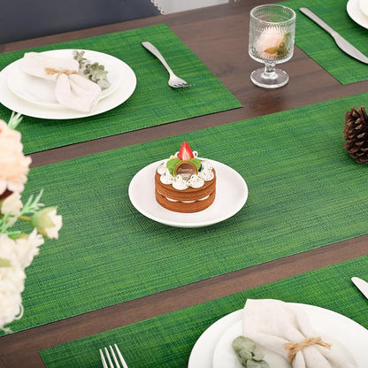 Myir JUN Dark Green Table Runner Home Decor Dining Table Runners | Vinyl Table - Image 3
