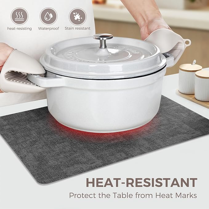 NCUE Vinyl Placemats Set of 6, Heat Resistant, Nonslip Faux Leather Waterproof - Image 2
