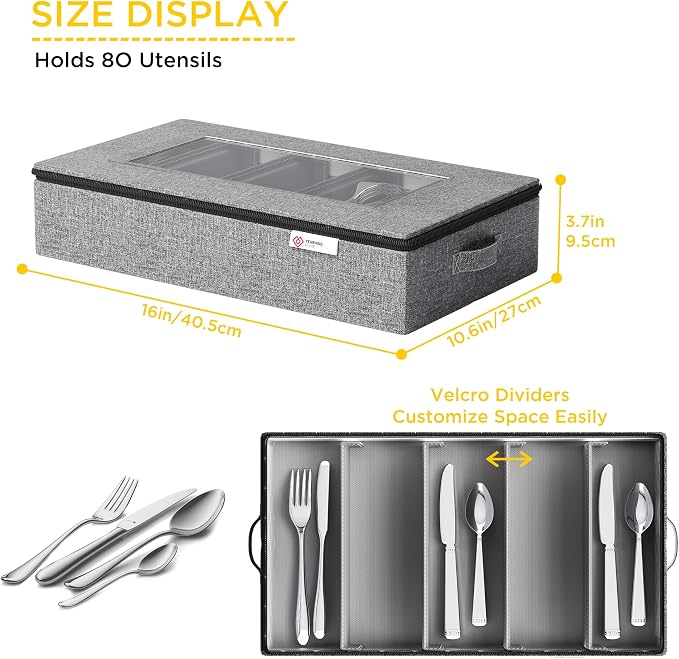Silverware Storage Box, Hard Shell Flatware Organizer - Image 2