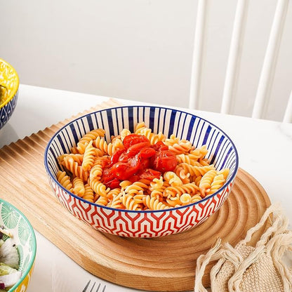 Selamica Ceramic 30 Ounce Large Pasta Bowls Set of 4, 8 inch Salad Bowl Wide - Image 6