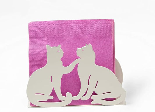 Mango Steam Tabletop Napkin/Tissue & Letter Holder For Home, Kitchen, Restaurants (Cat, White)
