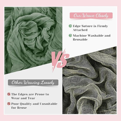 Sage Green Table Runner, 10Ft 120in Cheesecloth Table Runner, Gauze Rustic Cheese Cloth Table Runners for Wedding, Party, Baby Shower, Boho Table Runners for Christmas Thanksgiving Halloween Easter