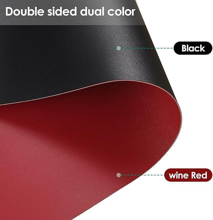 Round Table Pad,1.8mm Thick,Dia.48 Inch,Round Leather Table Cover,Round Table Protector,Round Dining Table Protector,Round Table Top Protector.(Dia.48,Black+Wine Red)