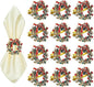 ZeeDix Christmas Wreath Napkin Rings Set of 12, Holiday Rhinestone Christmas Napkin Ring Holders for Cloth Napkins, Napkin Buckle for Thanksgiving Holiday Dinner Table Decor