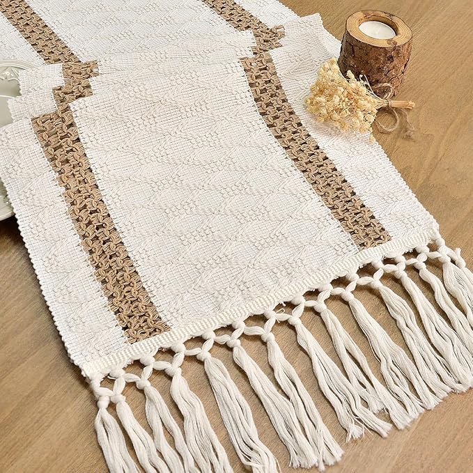 Fall Table Runner with Tassels for Coffe Table Home Decor 12x90 Inch | 90 by FEXIA