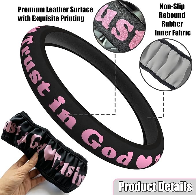 Christian Trust in God Car Steering Wheel Cover - Image 3