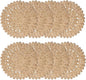 13.8" Round Corn Husk Placemats | Boho Woven Rattan Table Mats | Natural Spring Farmhouse Plate Chargers | Handmade Rustic Wicker Place Mats for Christmas Wedding (Set of 8)