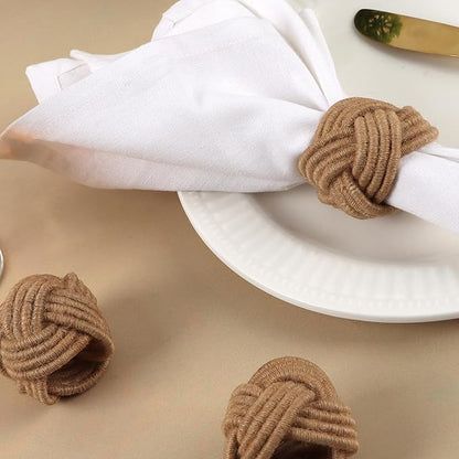 ALPHA Living HOME Rustic Jute Napkin Rings Set of 12 - Natural Woven Napkin Holders for Table Décor, Parties, Weddings, Everyday Dining - Farmhouse Style Napkin Rings Accessories (Brown)